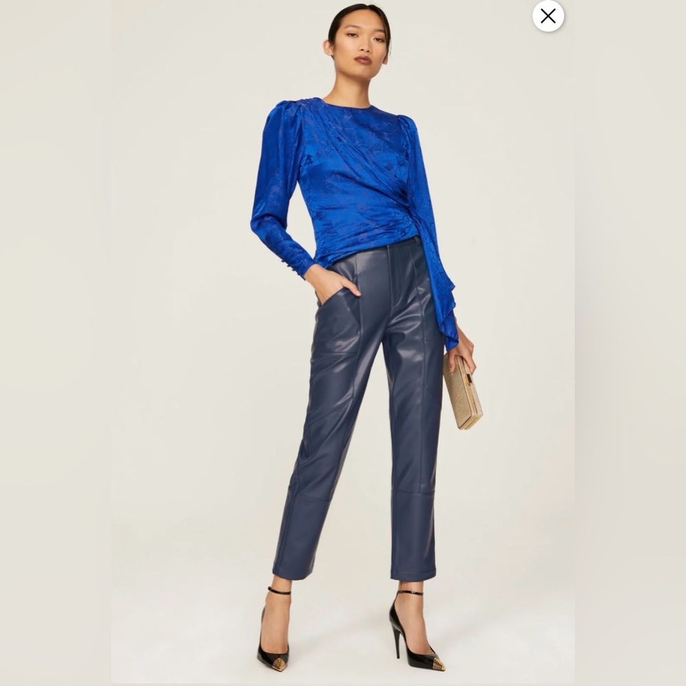 Ronny Kobo x RTR Navy Blue Faux Leather High Rise Pants Size 6